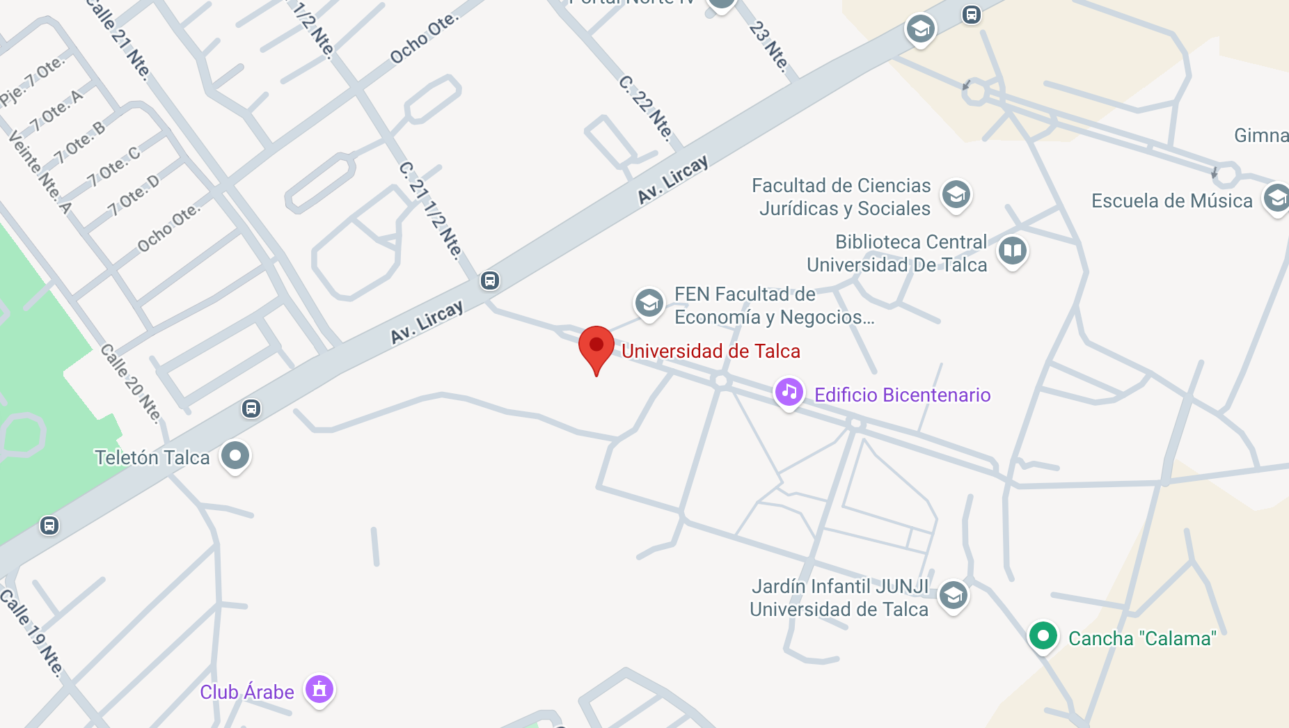 Mapa Universidad de Talca Campus Lircay